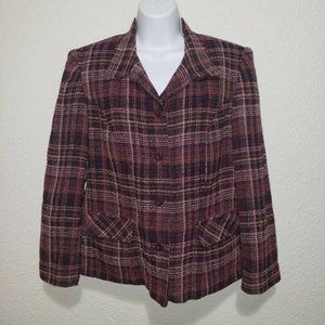 Sag Harbor Plaid Jacket- 8P - EUC $10